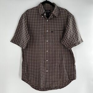 Polo Jeans Co Ralph‎ Lauren Shirt SS Cotton Plaid Orange Blue Mens Size Medium